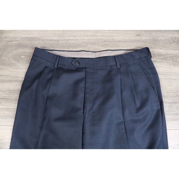 54L Hart Schaffner Marx Navy Wool 2-Piece Suit Trousers Jacket Pants 37 - Picture 12 of 15